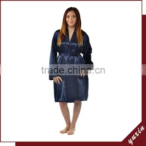 Factory Wholesale Satin Plain Bath Robe Satin Robe Silk Robe WR011 thumbnail-1