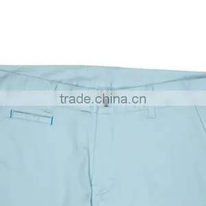 Contrast Color Bartack Light Blue Slim Fit Casual Mens Baggy Pants With High Quality Button thumbnail-4