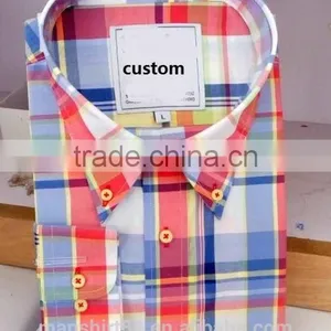 Latest Fashion Designer Button Down Shirt Gingham Plaid Shirt thumbnail-2