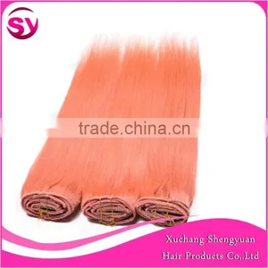 100% Remy Human Virgin Brazilian Hair, Top Quality Most Popular Wholesale Price Clip In Hair Extension Color Pink thumbnail-5
