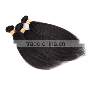 New Style Natural Colored Top Quality Indian Kinky Straight Yaki Hair Weave thumbnail-5