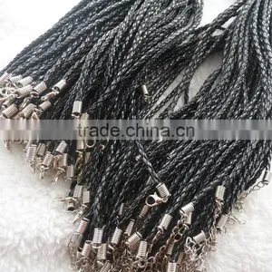 Cheap Black Complect Leather Twist Cord Necklace Braid Cords Different Sizes thumbnail-2