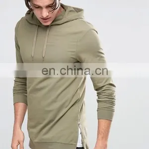 Longline Muscle Fit Hoodie With Side Zips thumbnail-1