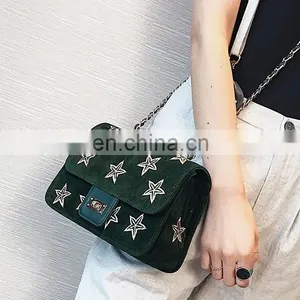 Star Embroidery Small Square Daypack Bag Fashion Printed Suede Ladies Bags thumbnail-3