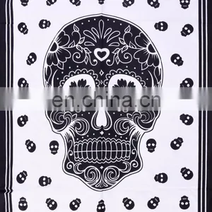 Indian Latest Tapestry Throw Cotton Yoga Mat Skull Mandala Design Meditation Wall Hanging thumbnail-2