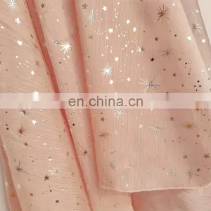 Wholesale Polyester High Quality Crinkled/Creped/Wrinkled Bronzing Chiffon Printed Fabric for Dress thumbnail-5