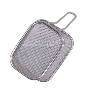 Fried Food Table Serving Chrome Rectangular Chips Fry Basket French Fries Basket Square Mini Frying Basket thumbnail-3