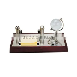 Wood Stand Globe Set Crystal Globe With Card Holder Gift Items for Office thumbnail-1