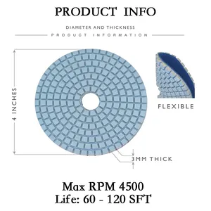 Diamond Stone Tool 100mm Abrasive Disc Grinding Wheel Flexible Polishing Pad thumbnail-5