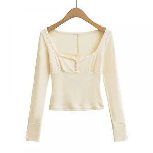 Spring New Style Women's Clothing - European Style, Fashionable, Simple and Versatile Blended Fine Needle POLO Shirt for Women thumbnail-1
