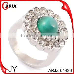 New Products 2015 Green Stone Stainless Steel Silver Ring thumbnail-1