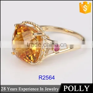 Wholesale 10k Gold Gemstone Engagement Ring Jewelry With Citrine 2015 New Design thumbnail-4