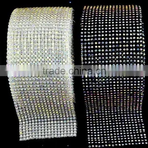 Rhinestone Trims With 10 Yards in Plastic Ribbon, Fashion Elastic Stretch Rhinestone Trimming Rolls Sheets for Party Decoration thumbnail-1