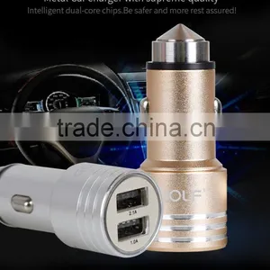 GOLF C06 Double USB Car Charger for IPhone SE 6s Samsung S7 Output 2.1A/1A Quick Charging Metal Matt Car Charger MT-5754 thumbnail-2