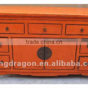 Chinese Antique Furniture Pine Wood Shanxi Seven Drawer Two Door Cabinet thumbnail-1