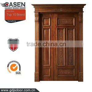 Flower Carving Double Swing Mahogany Villa Entrance Wood Design Door thumbnail-5