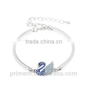 Fashion Women 18k Platinum Filled Clear Austrian Crystal Swan Bracelets Bangles Jewelry thumbnail-2