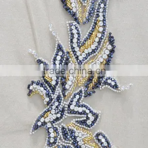 Beautiful Sewing on Mesh Dress Beaded Rhinestone Sew on Bling Applique WDP - 017 thumbnail-3