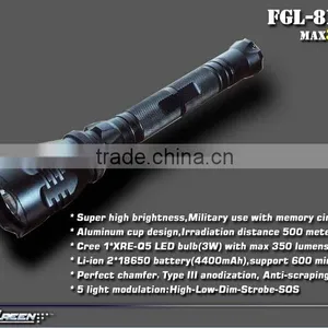 Military Long Distance 4400mAh 3W Q5 LED 2x18650 Rechargeable Flashlights thumbnail-2