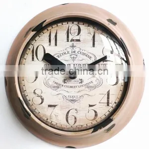 Dia 25 cm Contry Style Round Metal Wall Clock,Rustic Wall Clock thumbnail-1