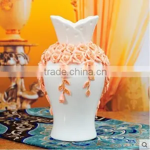 Hand Painted Rose Flower Wedding Vases Wholesale for Home Deco thumbnail-1