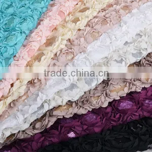 2014 Newest Rose Mesh Botton Fabric Embriodery Beaded Chiffon Quality Choice thumbnail-1
