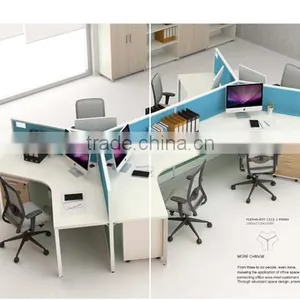 120 Degree 3 Person Wooden Office Workstation thumbnail-2
