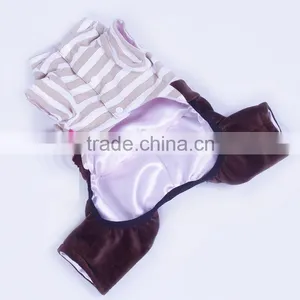 Brown Stripes Cotton + Velvet Spring Dog Leisure Sports Clothes With Four-legs thumbnail-3