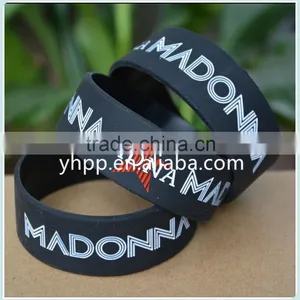 Custom Design MADONNA 1" Wide Filled in Colour Silicone Wristband Bracelet thumbnail-1