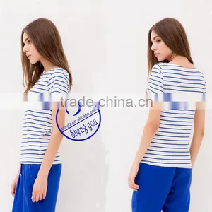 2015 China Supplier Custom Fashion Women Yarn Dyed t Shirt Wholesale thumbnail-3