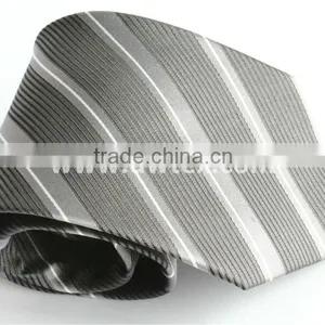 White and Grey Stripes Silk Knitted Ties thumbnail-1