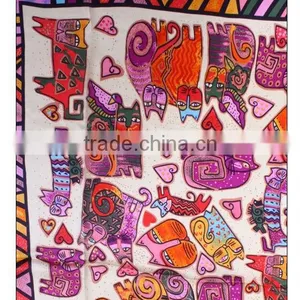 Fashion Printed Silk Square Foulard or Print Silk Scarf thumbnail-1