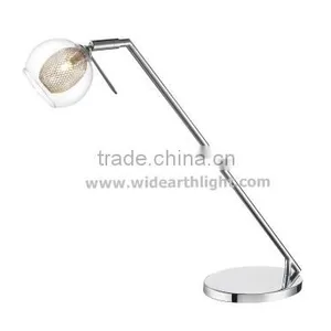 Chrome Finish Adjustable Glass And Mesh Shade UL Desk Lamp Light For Hotel Room T50027 thumbnail-1