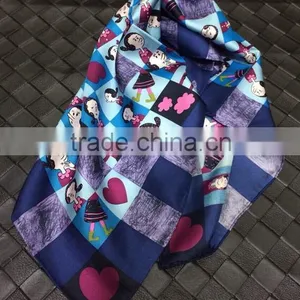 100% Silk Square Scarf With Cartoon Pattern for Children thumbnail-5