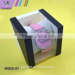 Cheap Stylish Pink PU Strap Stainless Steel Back Quartz With Watch Box Young Girls' Watch thumbnail-4