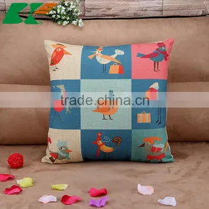 2015 Cotton and Linen Hold Pillow Cartoon Illustration Wind Happy Bird Cushion Cover thumbnail-1