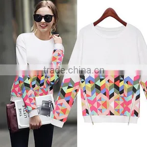 2016 Autumn New Fashion Round Neck Printed Long Sleeve Women Top thumbnail-1