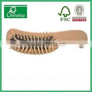 Wooden Hair no Tangle Brush Wood Bristles Spa Massage Head Massager thumbnail-1