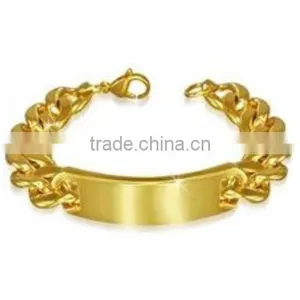 Stainless Steel Hot Selling Gold IP-plated ID Bracelet thumbnail-1