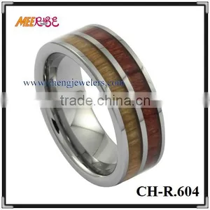 Low Price Titanium Ring Jewelry Black Walnut Wood Inlaid Titanium Rings thumbnail-2