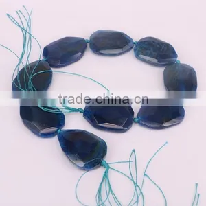 Full Strand Smooth Cracked Drop Blue Agate Gemstone For DIY Necklace Bracelet Jewelry Making Beads thumbnail-1