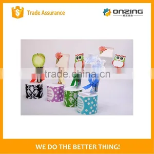 Cylinder Design Printed Paper Memo Cube With Pen Holder thumbnail-5