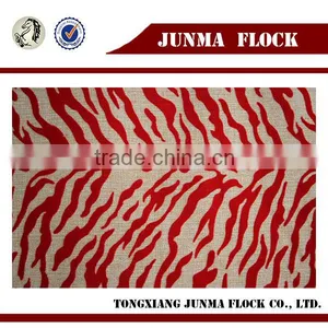 Fashion Design Red Pattern China Textile Polyester Linen Flocked Dri Fit Fabric thumbnail-2
