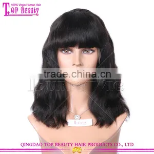 Large Stock Glueless 100 Brazilian Virgin Hair Wigs Human Hair Lace Front Wigs With Bangs thumbnail-1