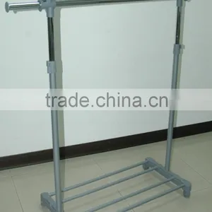 Gray up Down Shelf With Single Rod Adjustable Cloth Garment Display Rack thumbnail-1