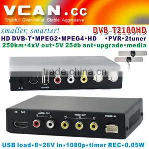 Mpeg4 Dvb-t tv Decoder Box DVB-T2100HD-652 Car TDT TNT HD SD DVB-T Receiver MPEG4/H.264 Dual Tuners, USB Recorder thumbnail-1