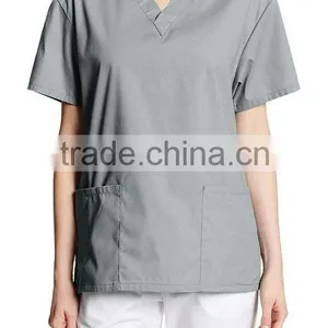 OEM Womens Light Grey V Neck Workwear Scrub Set Medical Dentist Uniform thumbnail-4