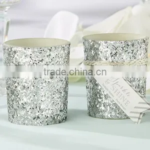"Sparkle and Shine" Silver Glitter Votive (Set of 2) thumbnail-1