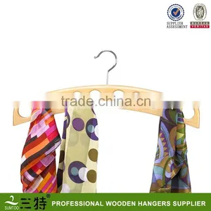 Natural Hardwood 10 Scarves Organizer Wooden Scarf Circle Hanger thumbnail-1
