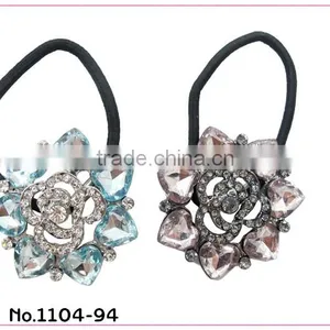 Silver Crystal Elastic Hair Band Ponytail Holder thumbnail-1